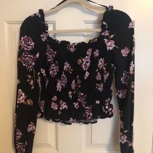 off the shoulder flower shirt